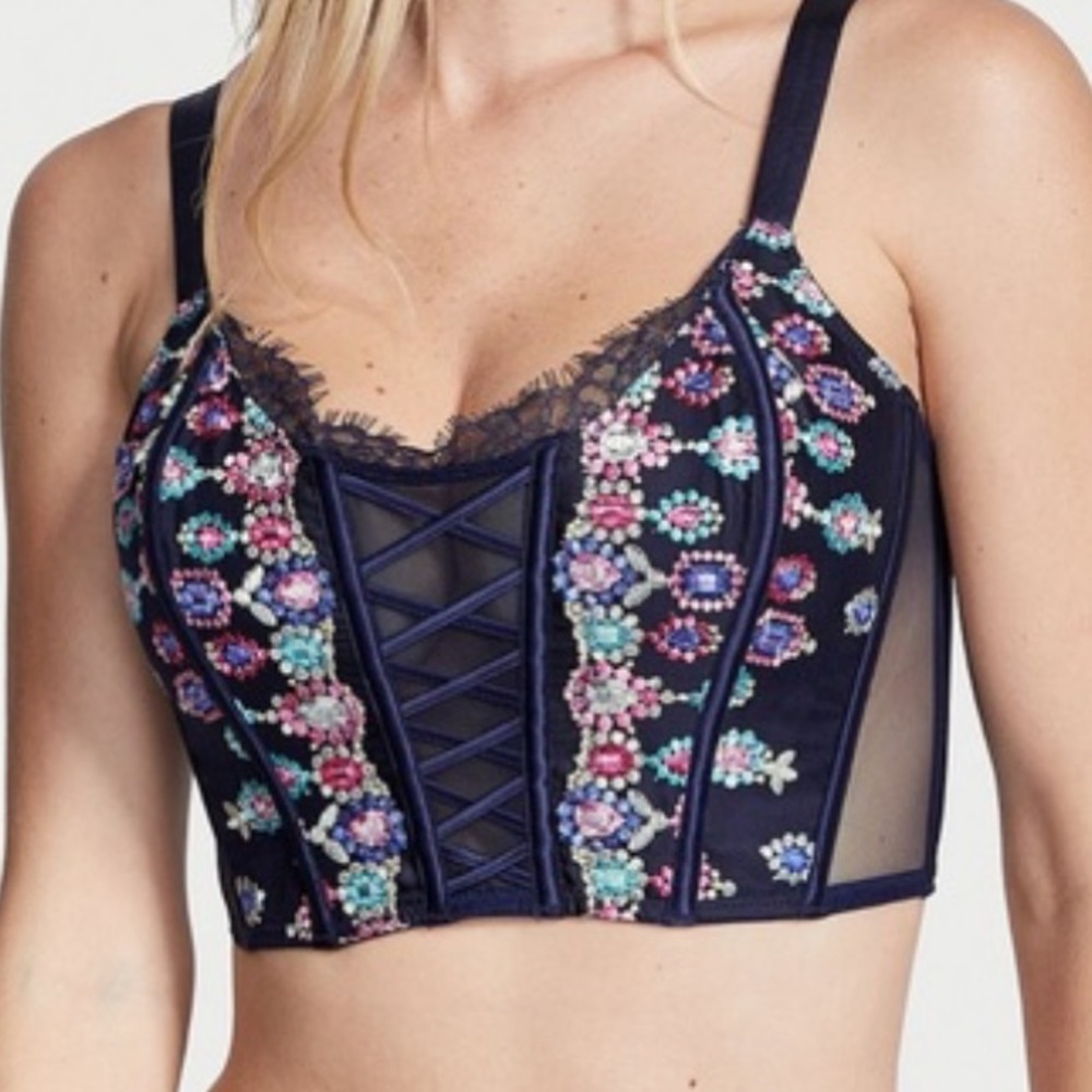 Victoria's Secret Navy Floral Bustier